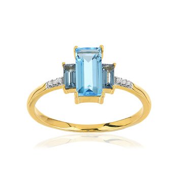 Bague or jaune 375 topazes diamants