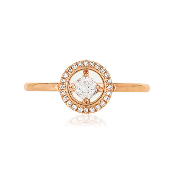 Bague or 375 rose cercle ajouré diamants