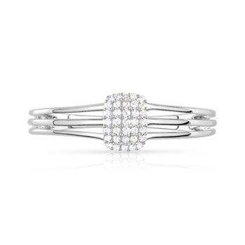 Rectangular diamond ring in 375 white gold