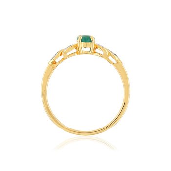 Bague or 375 2 tons émeraude ovale et diamants