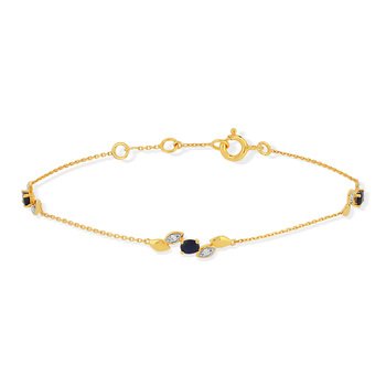 Bracelet or 375 2 tons saphirs et diamants 19 cm