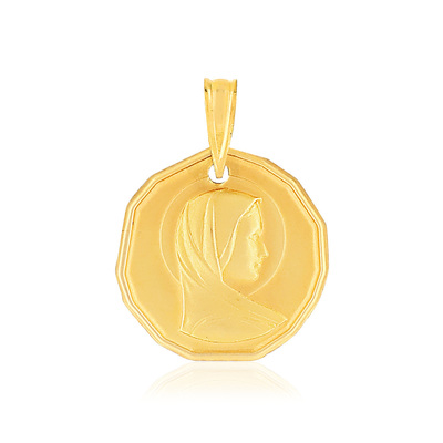 Médaille or 375 jaune mat Vierge à l'Enfant
