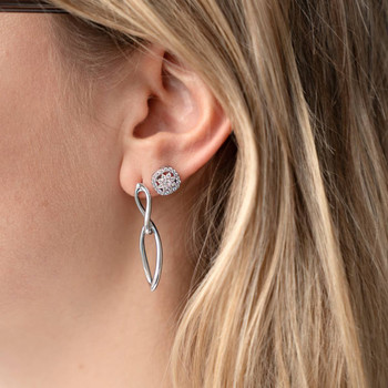 Boucles d'oreilles argent 925 fleurs zirconias