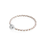 Bracelet argent 925 cordon cuir blanc