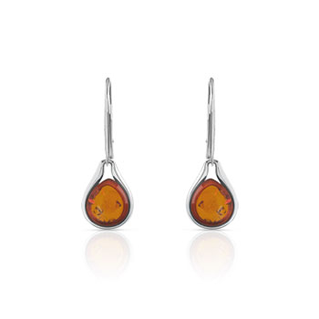 Boucles d'oreilles argent 925 dormeuses gouttes ambre