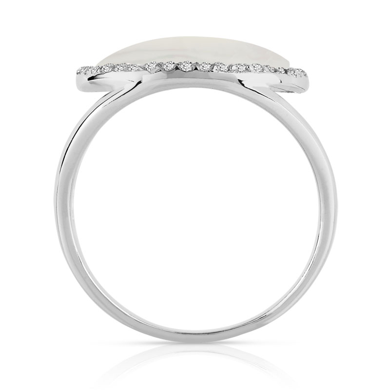 Bague argent 925 nacre et zirconias - vue 2