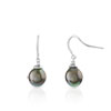 Boucles d'oreilles argent 925 pendants perles de culture de Tahiti zirconias - vue V1