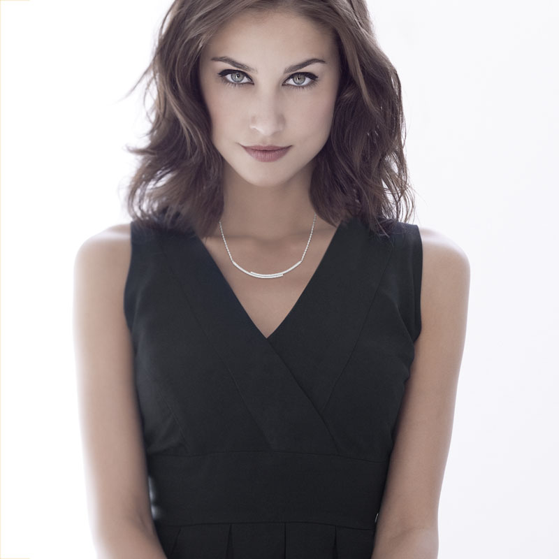 Collier argent 925 zirconias 45 cm - vue porté 1