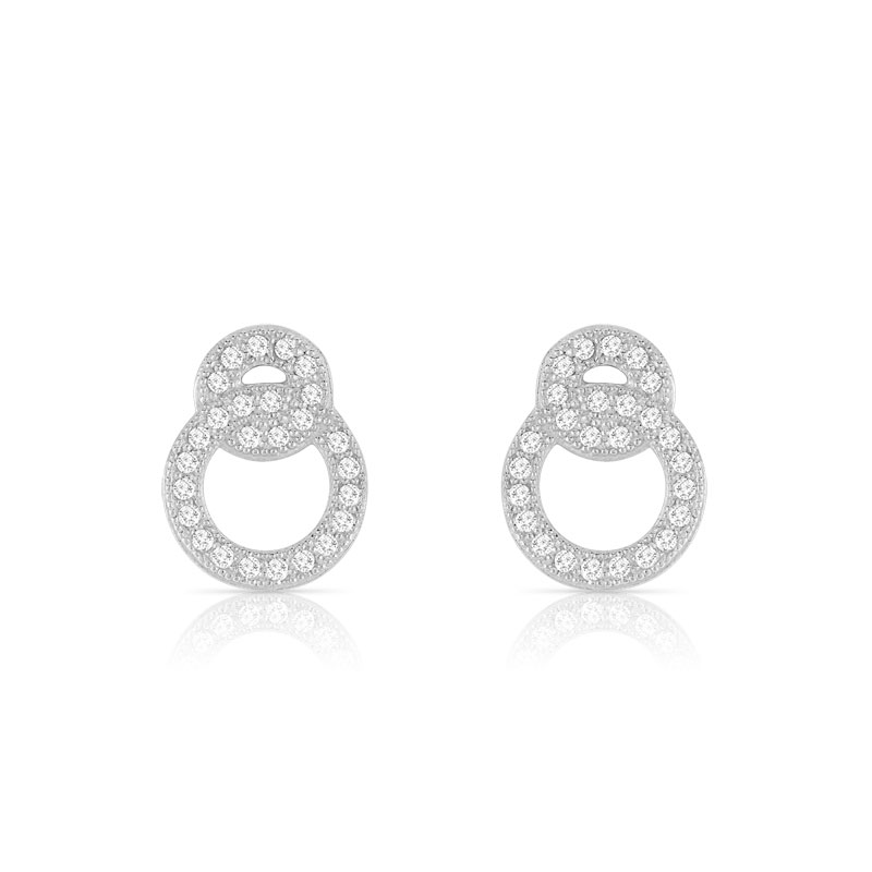 Boucles d'oreilles argent 925 anneaux entrelacés zirconias - vue D1