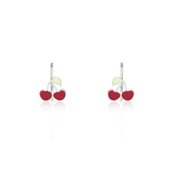 Boucles d'oreilles argent 925 laque dormeuses cerises