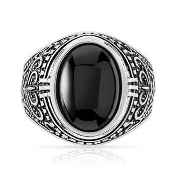 Bague argent 925 onyx imitation ovale