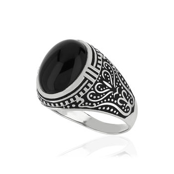Bague argent 925 onyx imitation ovale