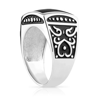Bague argent 925 onyx imitation carrée