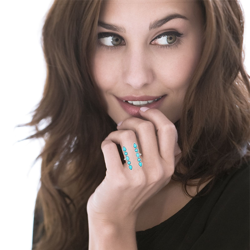 Bague argent 925 pierres imitation - vue Vporté 1