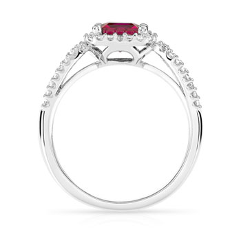 Bague argent 925 carrée rubis imitation et zirconias