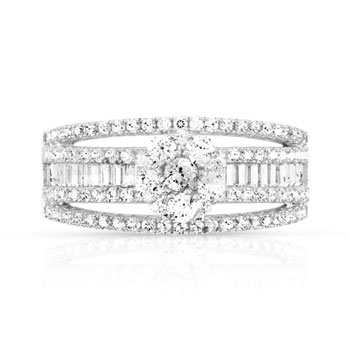Bague argent 925 fleur zirconias