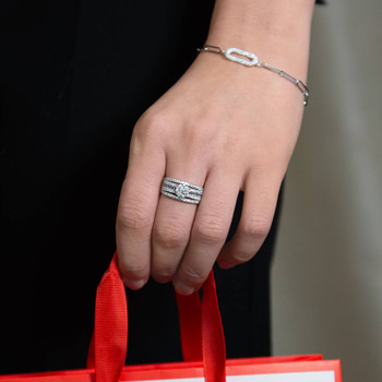 Bague argent 925 fleur zirconias