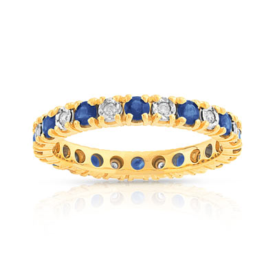 Alliance or 750 jaune saphir et diamant