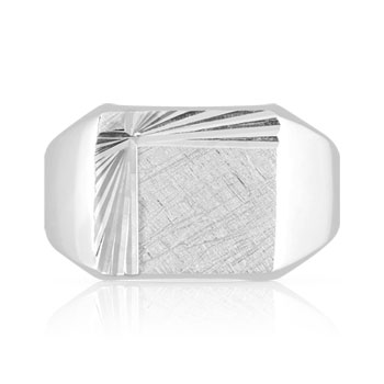 Chevalière argent 925 diamanté rectangulaire