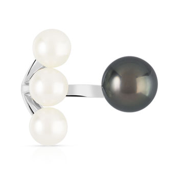 Bague argent 925 perle de culture de tahiti et chine