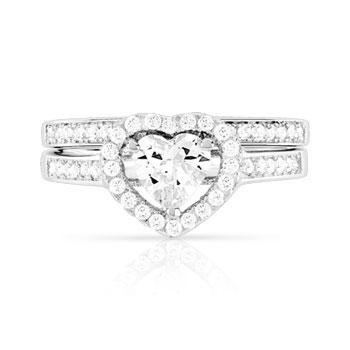 Duo alliance demi-tour solitaire argent 925 zirconias