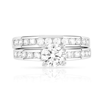 Duo alliance demi-tour solitaire argent 925 zirconias