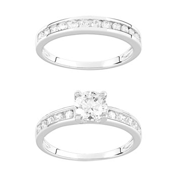 Duo alliance demi-tour solitaire argent 925 zirconias