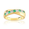 Bague or 750 2 tons émeraude et diamant