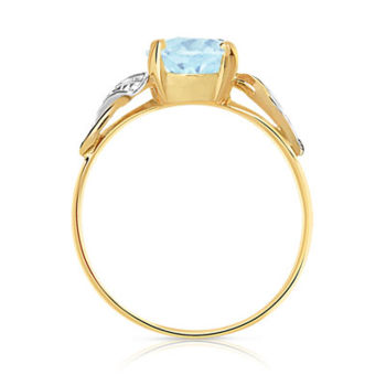 Bague or 750 2 tons topaze bleue traitée