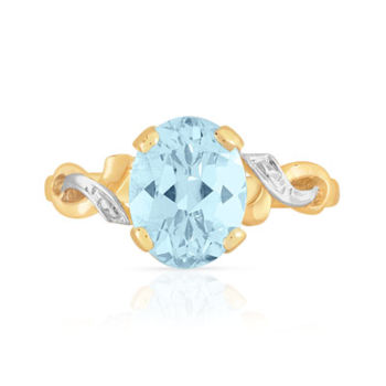 Bague or 750 2 tons topaze bleue traitée