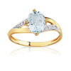 Bague or 750 2 tons aigue-marine et diamant