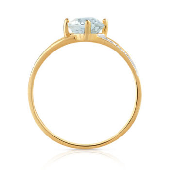Bague or 750 2 tons aigue-marine ovale et diamants