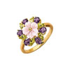 Bague or 750 jaune améthyste et péridot et nacre
