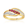 Bague or 750 2 tons rubis et diamant