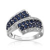 Bague or 750 blanc saphir et diamant