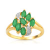 Bague or 750 2 tons émeraude et diamant
