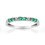 Alliance or 750 blanc émeraude et diamant