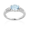 Bague or 750 blanc aigue-marine et diamant