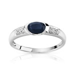Bague or 750 blanc saphir et diamant
