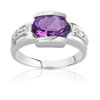 Bague or 750 blanc améthyste et diamant