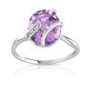 Bague or 750 blanc améthyste et diamant