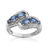 Bague or 750 blanc saphir et diamant