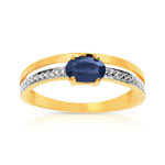 Bague or 750 2 tons saphir et diamant