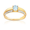 Bague or 750 2 tons topaze bleue traitée et diamant