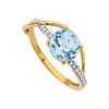 Bague or 750 2 tons topaze bleue traitée et diamant