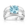 Bague or 750 blanc topaze bleue traitée et diamant