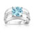 Bague or 750 blanc topaze bleue trait&eacute;e et diamant