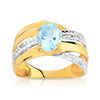 Bague or 750 2 tons topaze bleue traitée et diamant