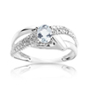 Bague or 750 blanc aigue-marine et diamant