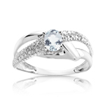 Bague or 750 blanc aigue-marine et diamant
